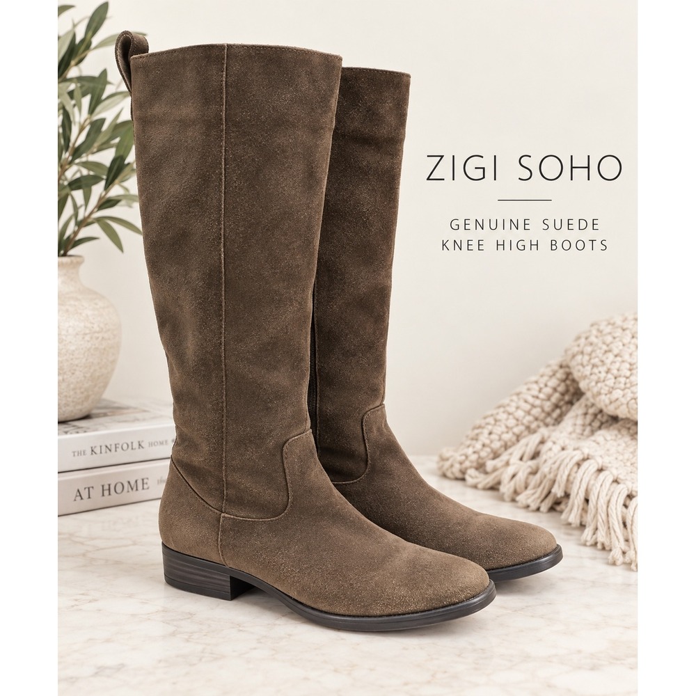 Zigi Soho Layla Brown Suede Knee High Boots Size 9M Boho Western Minimalist